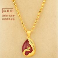 镀金新款项链女久不掉色性感锁骨链加长链子孔雀凤凰吊坠饰品礼物 红凤凰项链 收藏店铺(送水晶手链+戒指+礼盒)