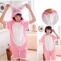 可爱七龙珠敖丙夏季ins棉短袖卡通动漫哈士奇柴犬男女情侣家居服 史迪奇粉色夏款 S 身高135-155