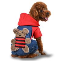 狗狗衣服 秋冬装 泰迪比熊四脚衣服 宠物用品幼犬小狗狗衣服 红色 XS