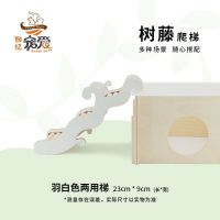 回忆宠爱RecallDote仓鼠二用梯波浪爬梯木质楼梯宠物玩具造景用品 中号二用梯羽白色（长23CM）