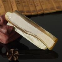 天然正宗黄牛角可折叠梳子护发防静电随身细齿扎边迷你小梳子便携 牛角黄 [折叠牛角梳]1把