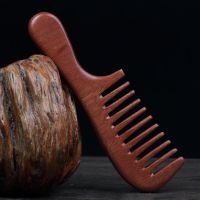 大号宽齿大齿梳卷发梳子女桃木檀木梳家用防静电按摩梳防脱发长 常规款-红檀宽齿梳[19cm]