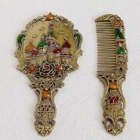 俄罗斯复古便携随身小手柄镜礼物公主镜简约金属女化妆小巧梳镜子 大