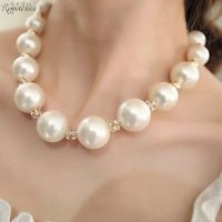 远方情时尚奢华大珍珠锁骨链间隔水钻球项链女韩国晚礼服配饰N100 奢华大小珍珠锁骨链