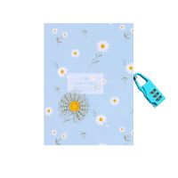 密码本手账本古风密码锁笔记本本子可爱少女心带锁日记本盒装锁本 (小号)雏菊开蓝