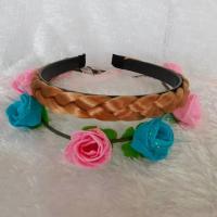 手工编织带齿防滑发箍头饰品麻花辫子弹力随意拉伸 单箍辫-金黄色