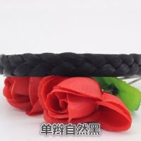手工编织假发发箍麻花辫子带齿防滑弹力发箍压发宽边头箍发卡饰品 自然黑 单辩款发箍