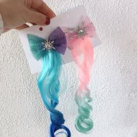 冰雪奇缘儿童公主艾莎发箍头纱女童宝宝假发头饰蝴蝶结雪花头饰 浅蓝+深蓝假发发夹6