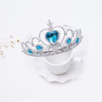 儿童皇冠头饰冰雪奇缘爱莎小公主女童发饰发箍假发魔法棒套装节日 蓝色皇冠