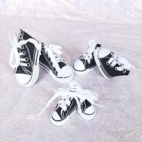 60cm芭比娃娃bjd17cm30厘米娃娃帆布鞋换装鞋女孩玩具绑带帆布鞋 黑色帆布鞋 适用六十厘米(一双)