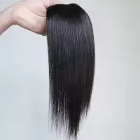 假发男短发背头马尾可扎小辫子韩版头顶补发片逼真自然时尚假发片 黑色