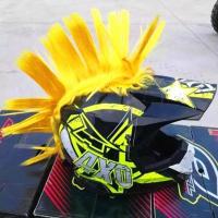 摩托车头盔头发辫朋克发游侠骑士假发冠毛装饰品哈雷鸡冠发送胶贴 均码 游侠骑士发(黄色)送背胶贴