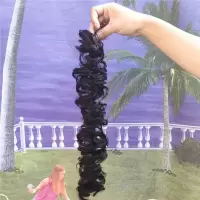 毛毛虫发圈真发缠绕式假发女花苞头古装丸子头蓬松自然盘发器发饰 自然黑