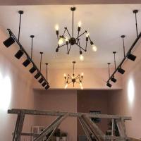 服装店led射灯可伸缩吊杆轨道条两线2米1.5m加长杆天花悬挂导轨灯 黑色_ 单根20cm固定杆+配件