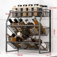 调料架子厨房置物架整理架多功能壁挂免打孔油盐酱醋调味品收纳架 碳钢调味品架3层斜底黑[新品]