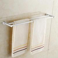 免打孔/打孔洗澡间浴室置物架太空铝毛巾架折叠浴巾架浴室挂件 60cm左右打孔款双杆