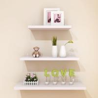 墙上置物架墙壁客厅一字隔板搁板壁挂墙面层板书架装饰架免打孔 免开孔无痕钉安装 限购款三件套白色