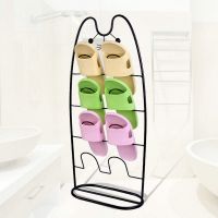 特价铁艺简易拖鞋架客厅室内宿舍门后浴室创意沥水小鞋架 猫鞋架:黑色