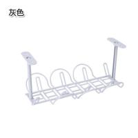 桌底电源线插排置物架 办公桌下隔层挂篮网篮分层架 插线板收纳架 灰色