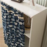 橱柜门帘免打孔柜子遮挡帘可移动衣柜置物架防尘帘轨道式鞋架帘子 黑猫 35cm宽(65cm高)含轨道