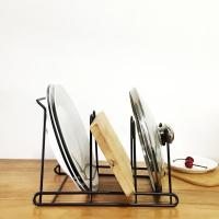 锅盖架平底锅架放锅多功能架厨房置物架收纳层架创意锅架盘架 一体锅盖盘砧板架(黑/白色随机发)