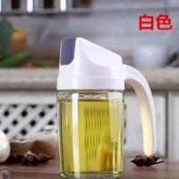 日式厨房防漏油壶家用大容量玻璃酱油瓶醋壶油瓶罐带盖大小号油壶 白色 300ml