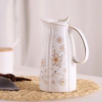 陶瓷油壶酱油醋壶超大容量家用防漏油壶大号油瓶家居冷水壶凉水瓶 海棠金线 1100ML金线企鹅壶