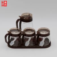 家用厨房用品玻璃单只调味调料罐调味盒油壶酱油壶佐料瓶组合套装 咖啡色 两油壶