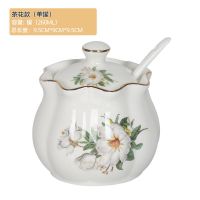 厨房用品陶瓷调料盒套装家用组合装调味瓶盐糖 醋壶 作料盒调料瓶 茶花单罐