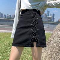 短裙女春秋季高腰a字显瘦半身裙2021新款时尚黑色包臀学生小短裙 黑色 XS