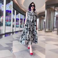 大摆长裙女2020夏季新款韩版时尚洋气收腰显瘦气质高端印花连衣裙 图片色 M 建议85-100斤左右