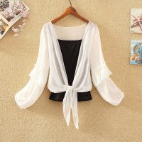 2021新款夏季韩版碎花吊带露肩连衣裙雪纺裙长款长裙子夏季超仙女 白色百搭防晒披肩 S 70-95斤