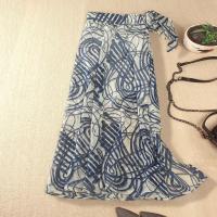 印花雪纺半身裙女2021夏装新款度中长小清新开叉假很仙的裙子 白色 S