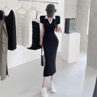 polo连衣裙百搭时尚减龄休闲裙子女夏季2021气质显瘦收腰包臀裙子 灰色 均码