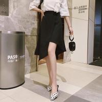 不规则半身裙女2021春夏季高腰百搭显瘦中长款a字裙鱼尾裙包臀裙 黑色 S