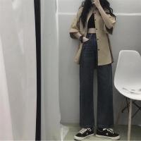 高腰黑色牛仔裤女秋季ins新款高街百搭显瘦镂空设计感直筒长裤潮 930蓝色 高质量 XL