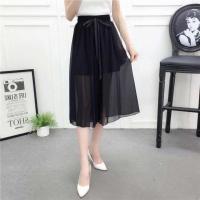 [多色多码]雪纺阔腿裤七分裤女大码休闲宽松学生裙裤阔腿裤 黑色 S-建议80-100斤