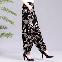 2021春夏秋款休闲女裤宽松大码广场舞裤棉绸灯笼裤黑色长裤瑜伽裤 1号色 XL 80-100斤