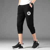 夏天薄款松紧系带牛仔短裤男士七分裤宽松直筒韩版潮流百搭7分裤 D40黑色七分短裤 S