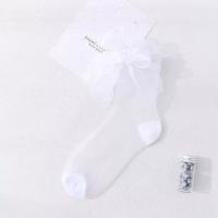 日系萝莉短筒花边透明薄纱水晶袜子女学生洛丽塔夏季薄款韩版短袜 蝴蝶结短袜白色