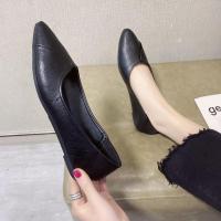 小ck女鞋子2021年夏季新款罗马仙女风交叉带尖头粗跟中跟包头凉鞋 黑 40