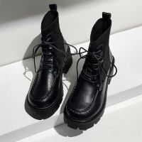 厚底马丁靴女韩版2021秋季新款女鞋百搭短靴时尚ins洋气鞋女 黑色 35 标准码