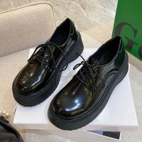 英伦风JK制服日系圆头小皮鞋女秋季薄款2021松糕厚底黑色复古单鞋 黑色 35 标准码