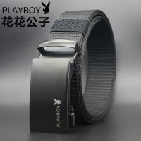 [全卡槽]防刮耐磨尼龙腰带自动扣皮带男帆布休闲裤带百搭皮带 公子四方黑+酷黑色带身 120CM[全卡槽]