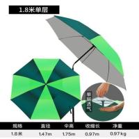 钓鱼伞2米万向防晒伞黑胶防雨伞2.2米折叠垂钓伞遮阳伞防紫外线伞 1.8米单层万向(送配件)