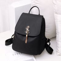 牛津布超火双肩包女2020新款时尚百搭防盗大容量旅行背包 黑色-单包