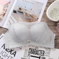 无肩带加厚文胸女小胸内衣抹胸式无钢圈胸贴聚拢防滑裹胸隐形胸罩 灰色 32/70A