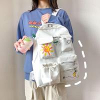 书包女学生韩版日系ins背包初中生高中校园原宿帆布大容量双肩包 腮红熊挂件(无书包) 关注送精美礼品