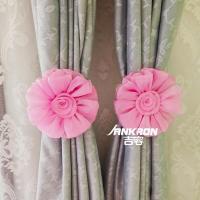 卡通窗帘绑带 小熊绑带 猴子绑带 绑花绑带 笑脸绑带 佩奇 一对装 网纱粉色（一对装）