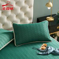 北极绒乳胶冰丝枕套一对装防油枕巾枕芯套48x74cm枕套单人一只装 森林绿 冰丝枕套48*74cm【一对装】